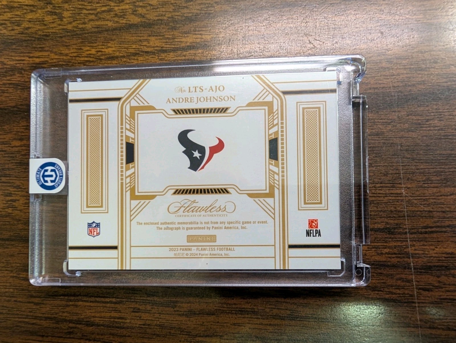 NFL Panini Flawless Laundry Tag Autograph Serial 2 /3 2023 Andre Johnson Texans view 3