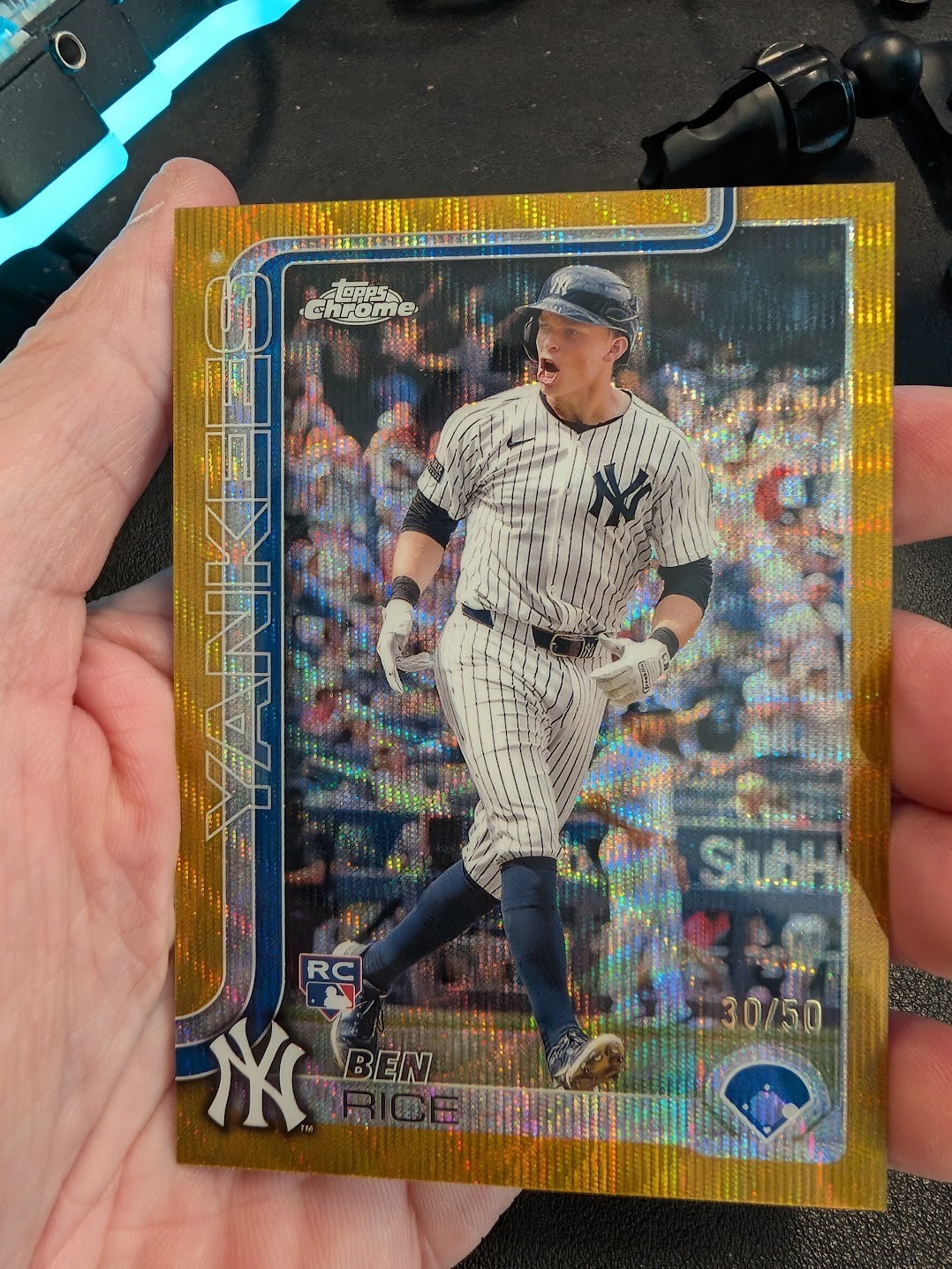 Ben Rice Rookie Card RC 2025 Topps Chrome Gold Wave Refractor /50 #139