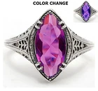 4CT Heat Treated Alexandrite 925 Sterling Silver Art Nouveau Ring Sz 8 Z7-2