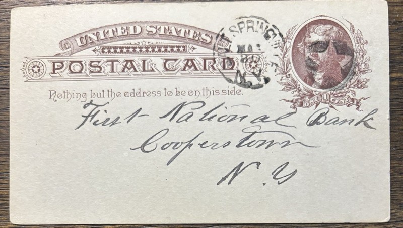 Fancy Postmark East Springfield NY Black Plug, Hollow Star 1886