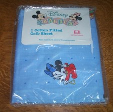 Vintage Disney Babies Crib Sheet Mickey Minnie Baby Mickey's Band Dundee Cotton