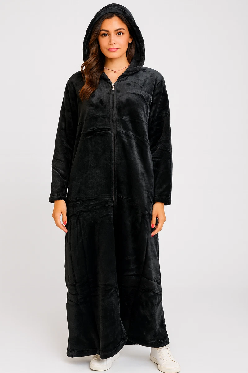 Black Hooded Dressing Gown in Nightwear for Women for sale | eBay UK