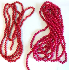 Vintage Christmas Tree Garlands Red Wooden Cranberry Beads Berries 26 ft