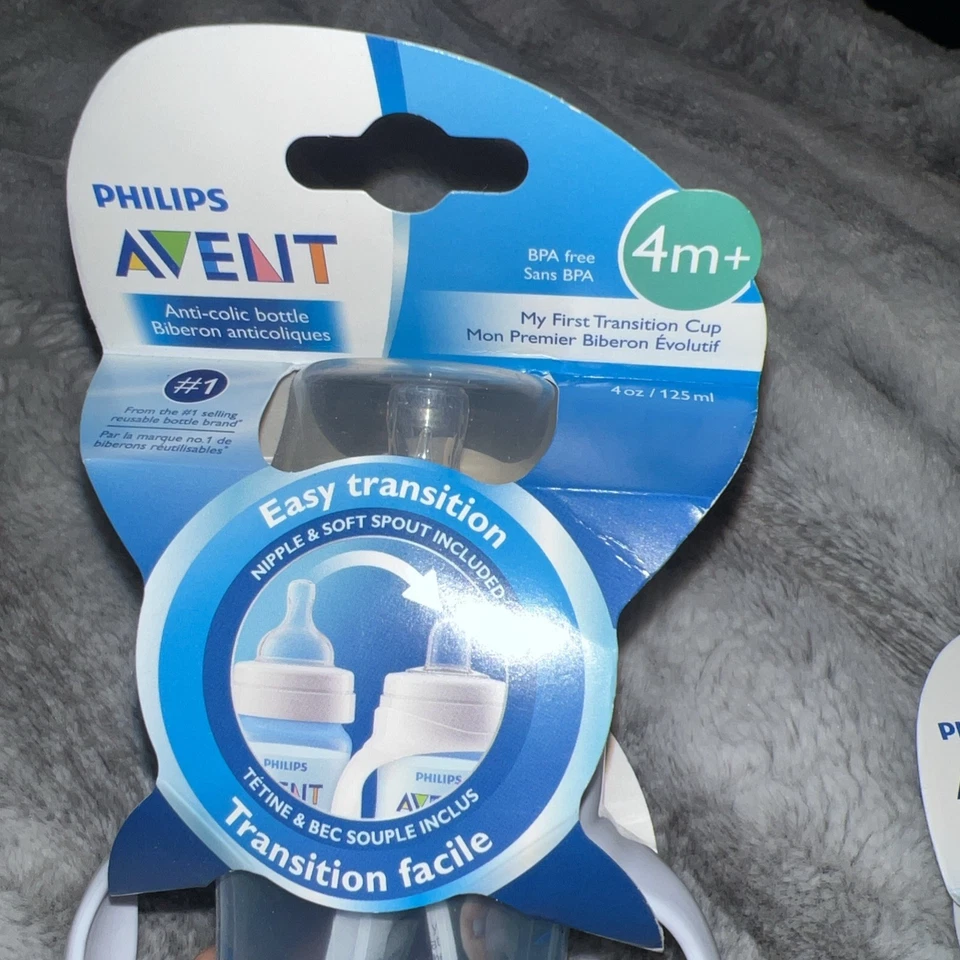 Lote de 2 botellas anticólicos Avent azul 4 OZ con asas extraíbles NUEVO 4+ meses Foto 3 de 4
