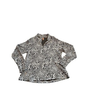 Lucy Women's XL Brown and White Animal Print Mock Neck Half Zip Pullover XL
