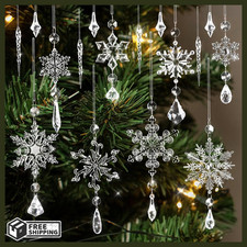 Christmas Tree Ornaments, 16pcs Crystal Snowflake Ornaments Clear