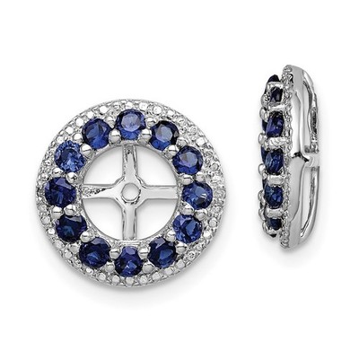 Sterling Silber Rhodium Diam. & Created Saphir Ohrring Jacke