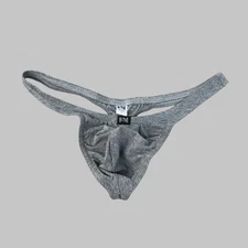 N2N Bodywear Men Heather grey locker room cotton thong swimwear underwear S L XL