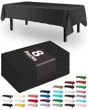 Disposable Black Plastic Tablecloths 54x108 Inch 8 Pack for Graduation Parties