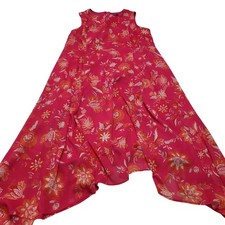 Chaps pink floral asymmetrical dress midi maxi sleeveless 
