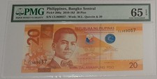 Philippines Banko Sentral 2010 20 Piso SN# CL969057 PMG 65 EPQ Gem Uncirculated