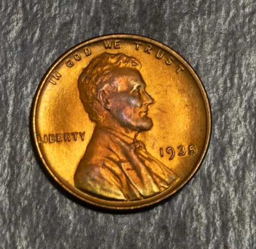 1935 Lincoln Wheat Cent Gem BU Faded Red  Lot 4655