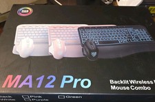 Ergonomic Wireless Keyboard  Mouse Combo Wave Keyboard With Soft Leather Purple