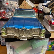 TN Nomura Toy Super Cadillac Tin Car Friction Drive Large Box Japan Vintage Used