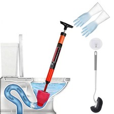 Toilet Plunger Set, HighPressure Toilet Plunger with Toilet Brush  Rubber Gl...