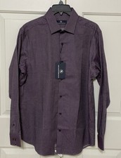 NWT Hart Schaffner Marx size M red navy long sleeve button up shirt mens 98