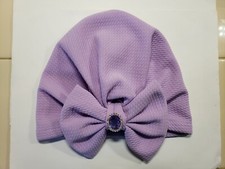 Cute  Purple Baby girl beanie turban with rhinestone