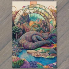 Art Print Giant Alien Sleeping Futuristic Landscape Waterfalls Planets Sci-Fi