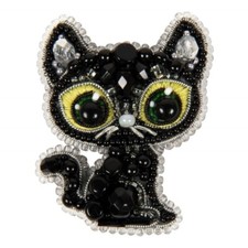 DIY Jewelry Making Beading kit Black cat Bead Embroidery Pin Needlepoint