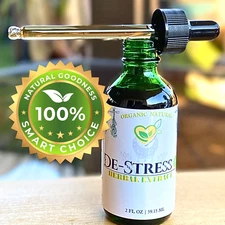 De-Stress Plus Tincture Liquid Herbal Drops 2 oz Natural Mood Stress Balance