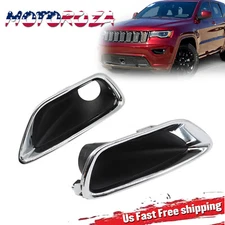 Pair Fog Light Lamp Cover Bezels For 2017-2020 Jeep Grand Cherokee Front Bumper