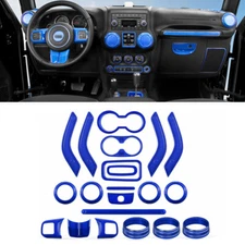 Blue Interior Decoration Trim Cover Kit For Jeep Wrangler JK JKU 11+ Accessories