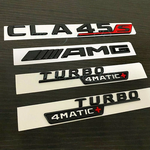 Pegatina emblema negro brillante coche Mercedes Benz CLA45S AMG Turbo 4Matic - Imagen 4 de 4