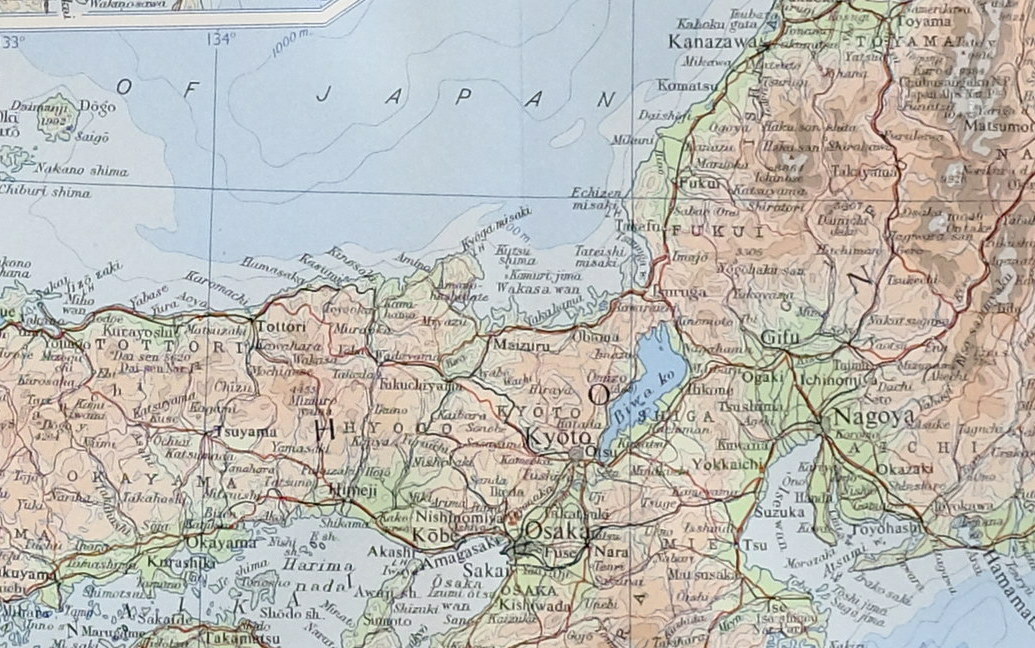 1958 LARGE MAP JAPAN TOKYO BAY HOKKAIDO SHIKOKU HIROSHIMAHONSHU