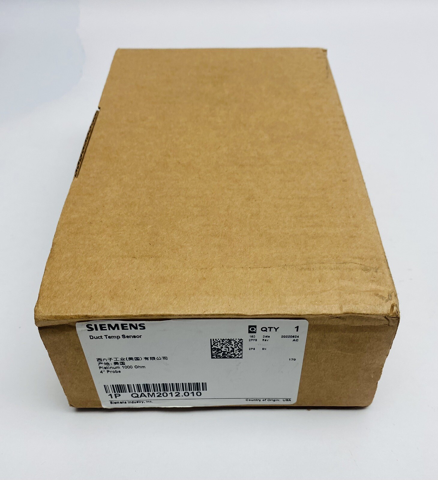 Siemens Duct Temperature Sensor QAM2012.010 Platinum 1000 Ohm 4