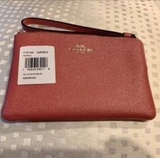 Coach Corner Zip wristlet Peony leather phone wallet clutch