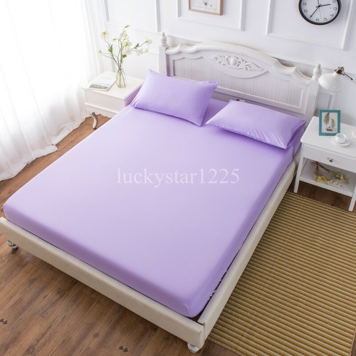 Hotel Collection Fitted Bed Sheet 100%Cotton Blend Single Double King White Gray - Picture 22 of 22