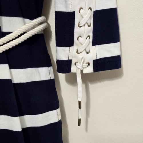 Ralph Lauren Jeans Co Dress 100% Cotton Sz L Nautical Stripe Pockets Shift EUC - Picture 7 of 16
