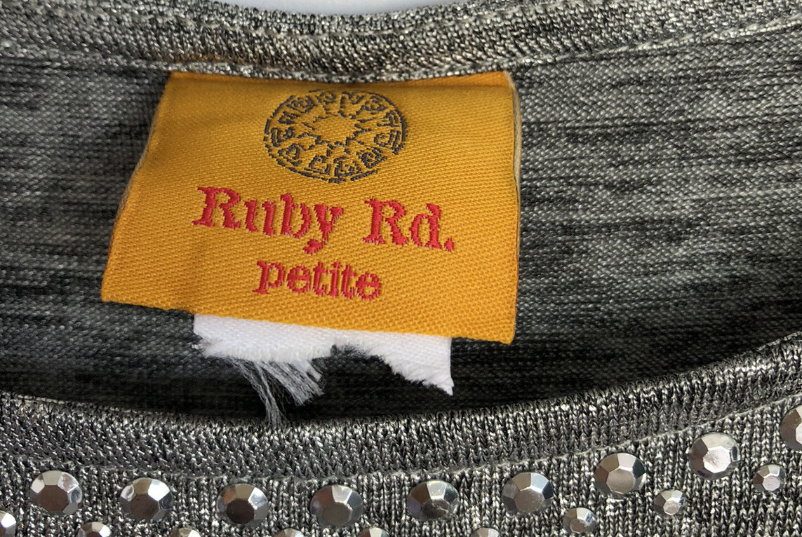 Ruby Rd. Petite Womens Pullover Blouse Silver Met… - image 2