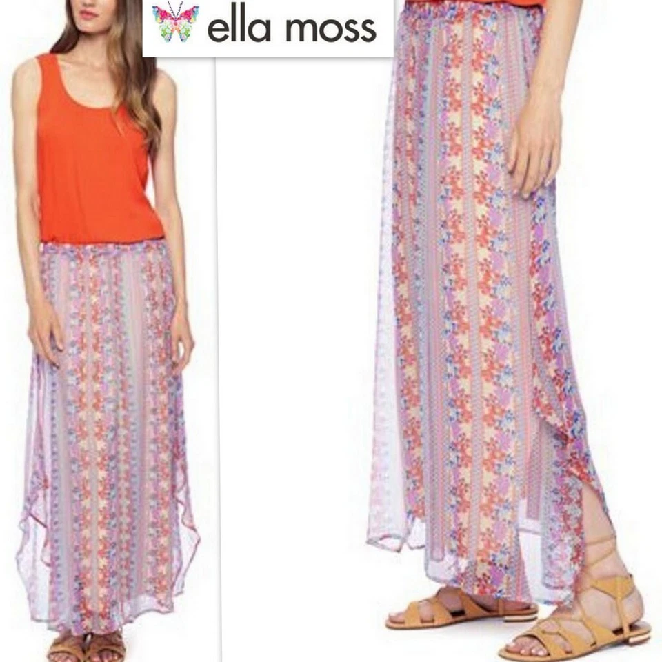 ELLA MOSS 100% шелк луг цветочный макси юбка хурмы размер S $198 Anthropologie - Изображение 2 из 4