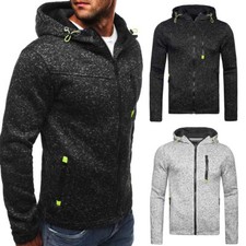Mens Hoodie Thin Warm Hooded Jacket Sweatshirt Winter Light Work Zip Up Coat