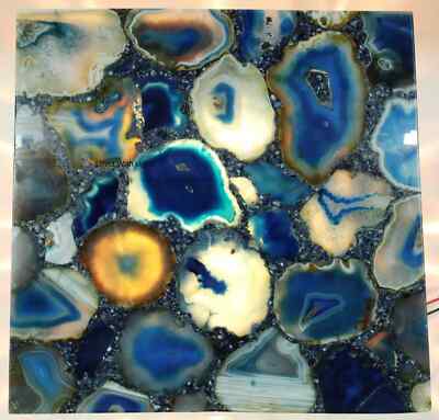 Blue agate table top, Kitchen Dine Table top, Bar End Table, Agate table top Art
