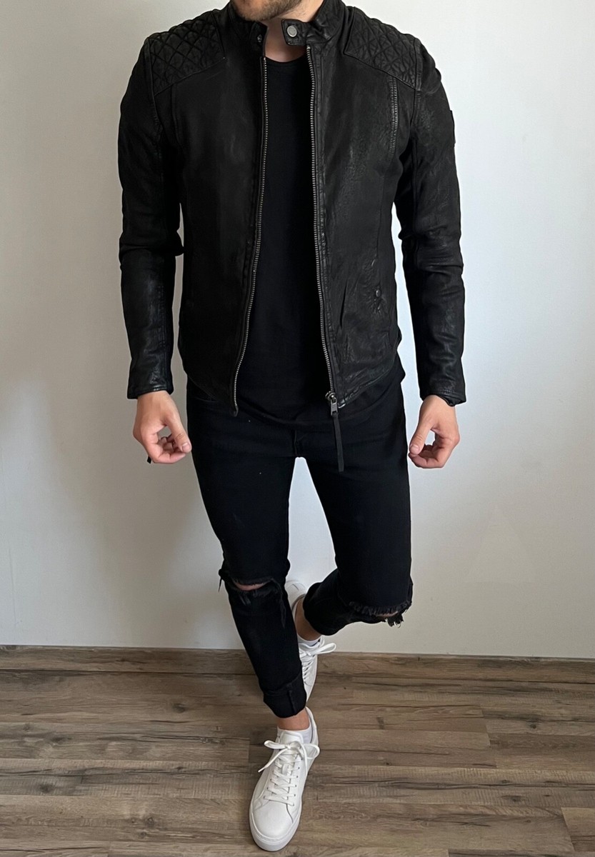 Neu Tigha Young Poets Lederjacke IVAN NERO BUFFED S M L XL