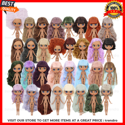 12'' Nude Blyth Doll From Factory Dark Skin Matte Face Soft Hair Joint Body Toy