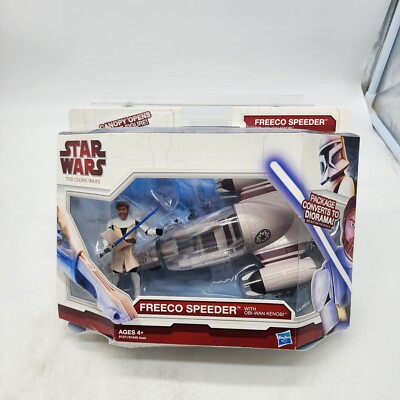 Hasbro Star Wars The Clone Wars Freeco Speeder W Obi-Wan Kenobi 2009 NIB Shipped
