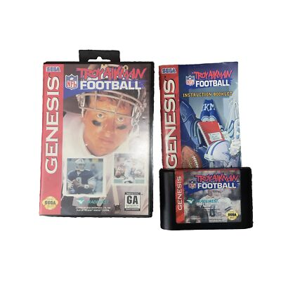 #ad #ad Troy Aikman NFL Football Sega Genesis with Manual in Box Tested amp; Working $8.00