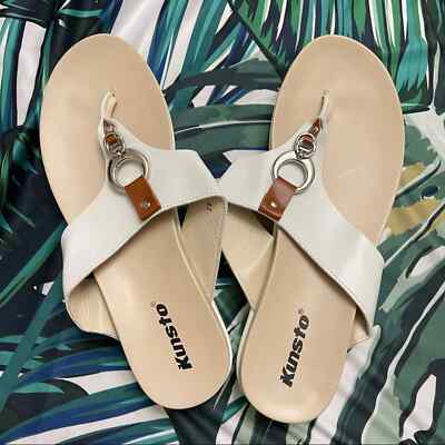 New Cream white thong platform sandals 10 - Main Image