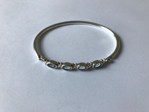 Vintage 925 Sterling Silver Topaz Bangle - Picture 8 of 12