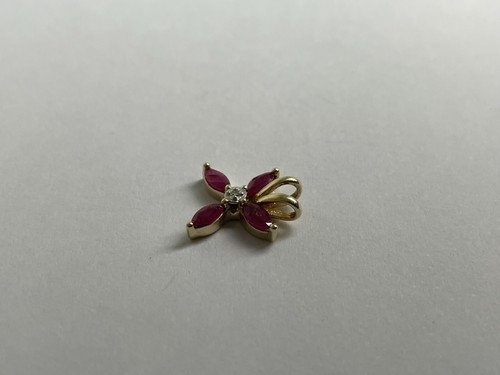 Ruby Pendant 9ct Gold Ruby and Diamond Pendant Marquise cut Ruby Vintage Pendant - Picture 6 of 12
