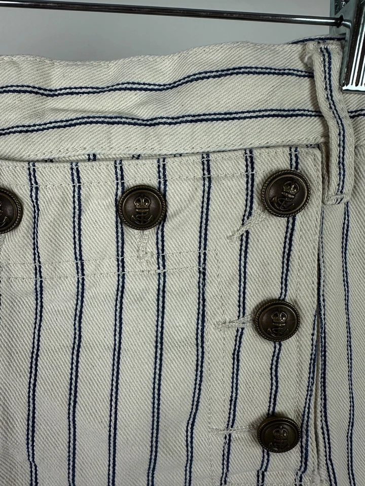 Falda vaquera náutica LRL Ralph Lauren Jeans Co. 10 botones de escudo a rayas de nogal americano Foto 3 de 4