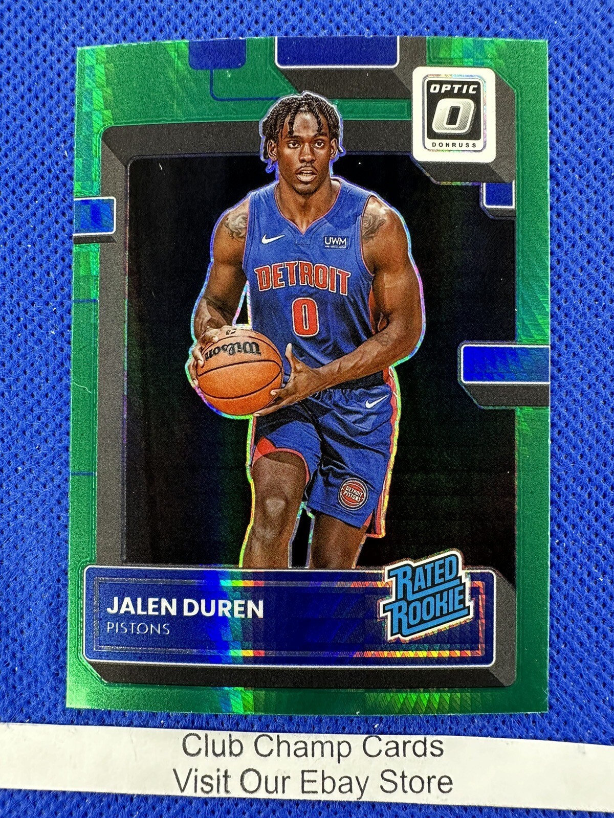 2022-23 #227 Jalen Duren Donruss Optic Rated Rookie Hyper Green Prizm A2