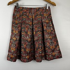 Anthropologie Rosia Skirt by Maeve Pleated A Line Floral Metallic Size XS