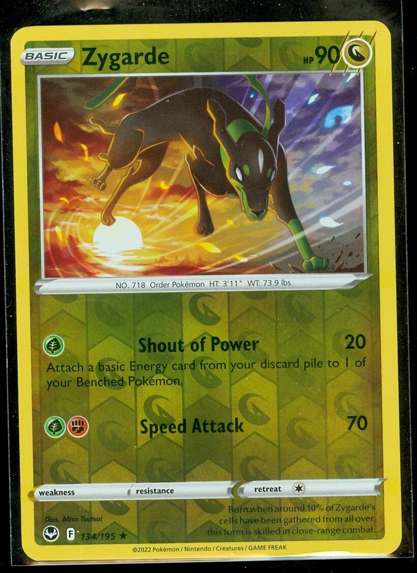Pokemon ZYGARDE 134/195 - Silver Tempest - RARE Rev Holo - - MINT