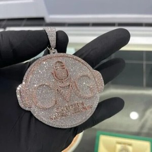 Authentic 3 Ct Real Moissanite Custom Letter Party Wear Pendant 14k Rose Gold Plated