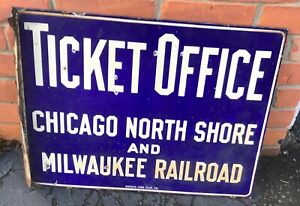 Original Vintage North Shore Line Ticket Office Station Sign - Shore Line Route