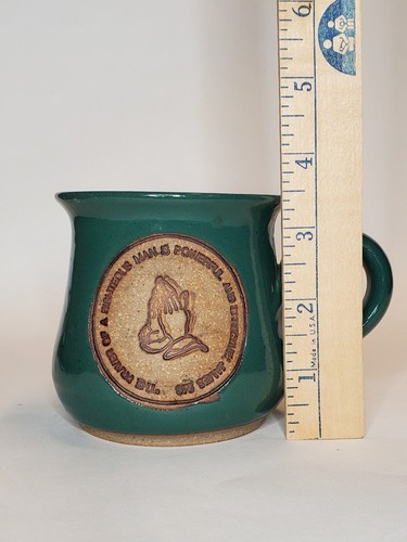 Handmade Stoneware Mug Down To Earth Pottery James 5:16 Christian Religious Pray - Picture 6 of 7